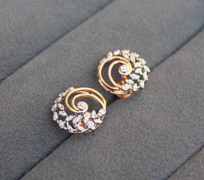 Rose Gold Necklace Earrings Set, Bridal Wedding Jewelry Set, 18k Solid Gold Necklace with Earrings, IGI Certified Natural Diamond Jewelry