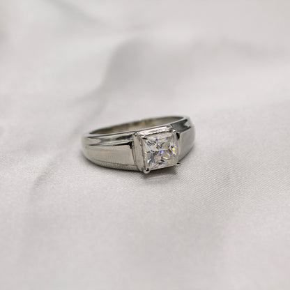 925Silver Ring For Men, Moissanite Men's Ring, Princess Cut Moissanite Ring, Prong Setting Ring, Engagement Groom Ring, Perfect Gift for Him