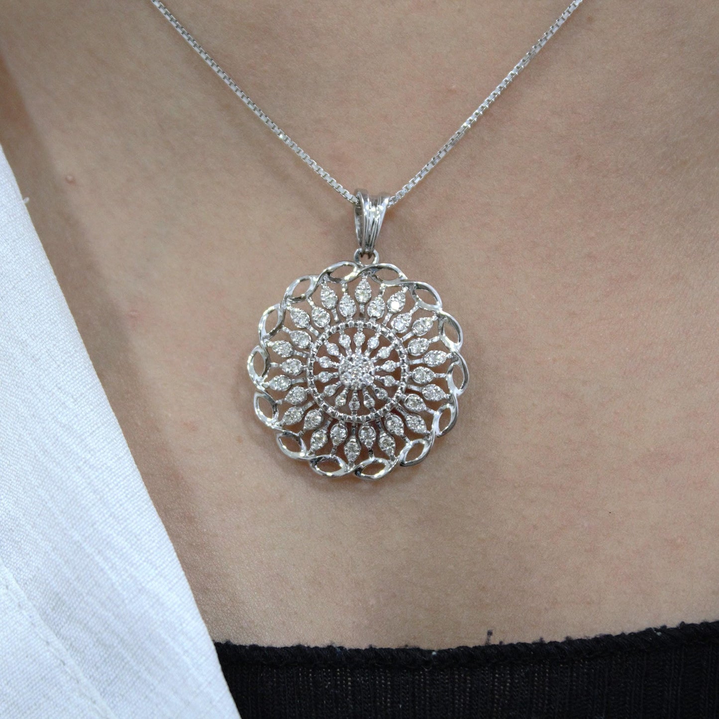 Natural Diamond18K Gold Jewelry Set, IGI Certified Diamond Jewelry for Her, Chain Pendant Necklace with Stud Earring, Statement Jewelry Gift