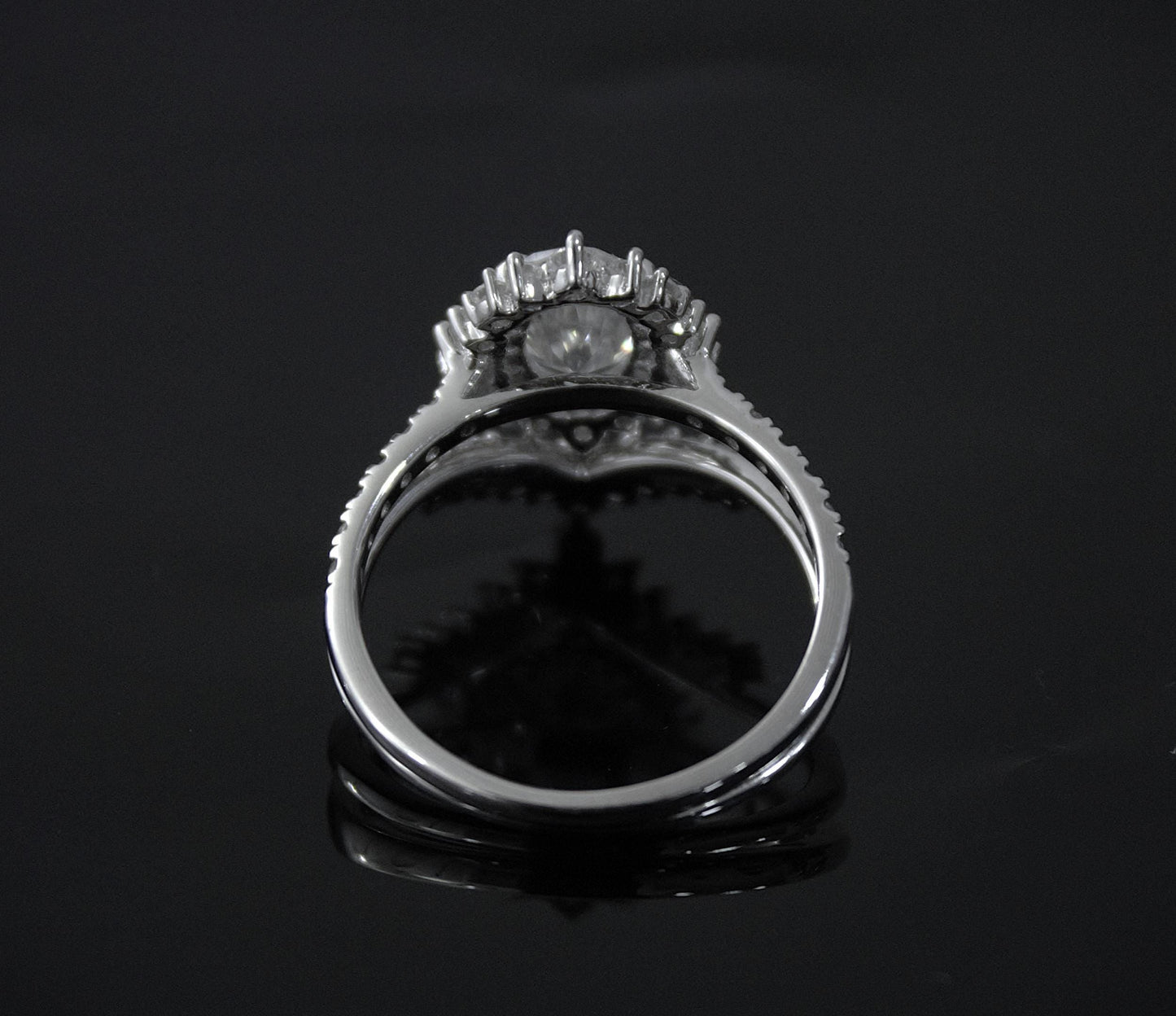 Moissanite Engagement Chevron Ring,925Sterling Silver Stackable Ring, Vintage Bridal Jewelry Set, Silver Stacking Ring, Art Deco Curved Ring