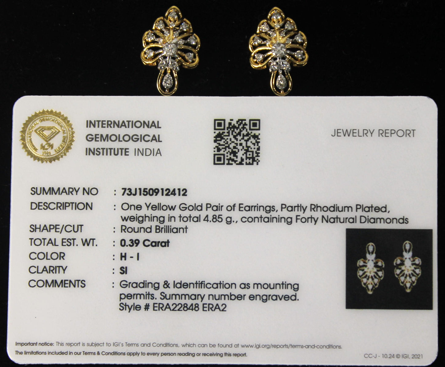 H-I VS - SI Natural Diamond Pendant Earring Set, IGI Certified Diamond Jewelry, Perfect Anniversary Gift, Designer Natural Diamond Gold Set