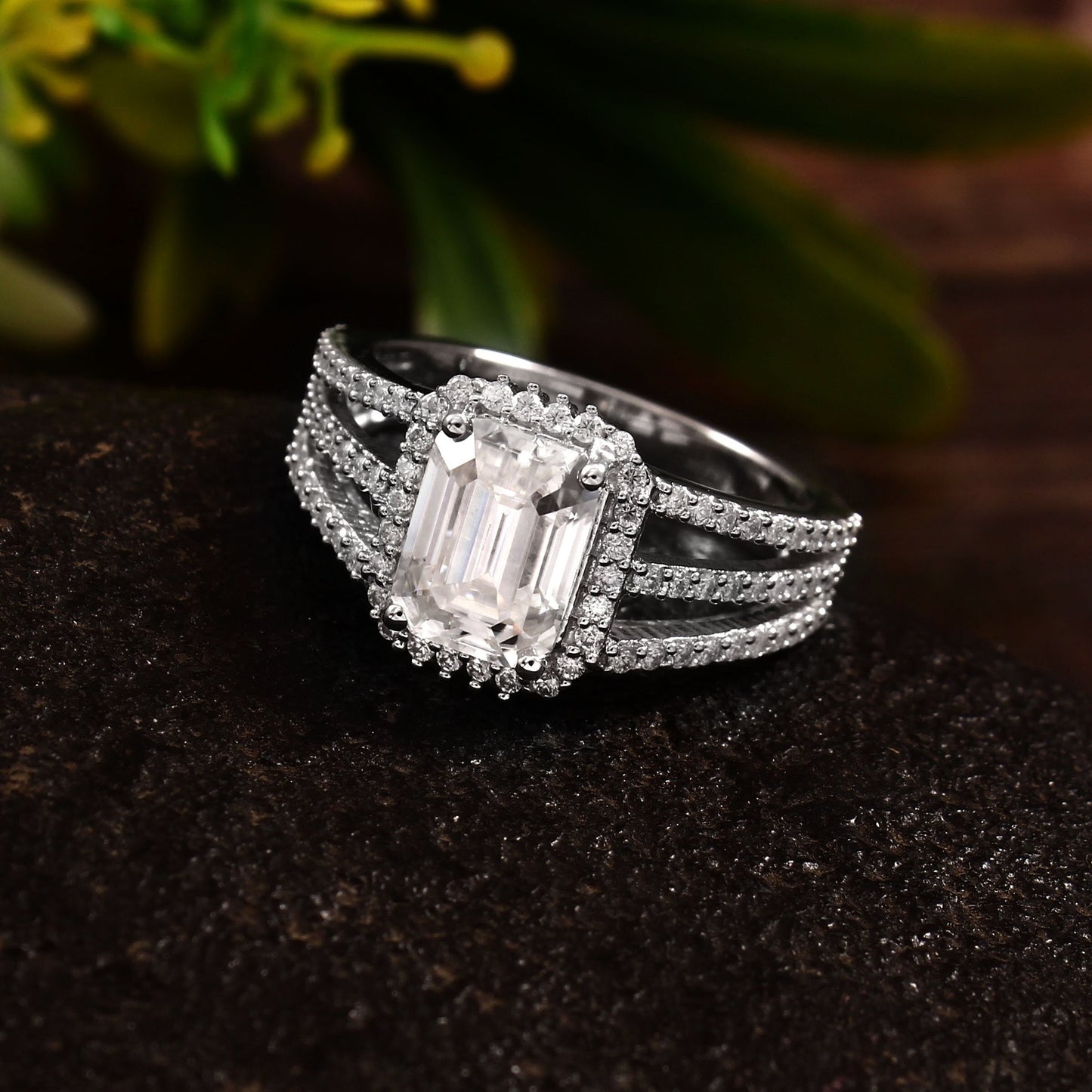 Emerald Cut Diamond Ring, Engagement Ring for Bride, Lab Grown Diamond Ring, Designer Vintage Ring Available In White, Yellow, Rose Gold