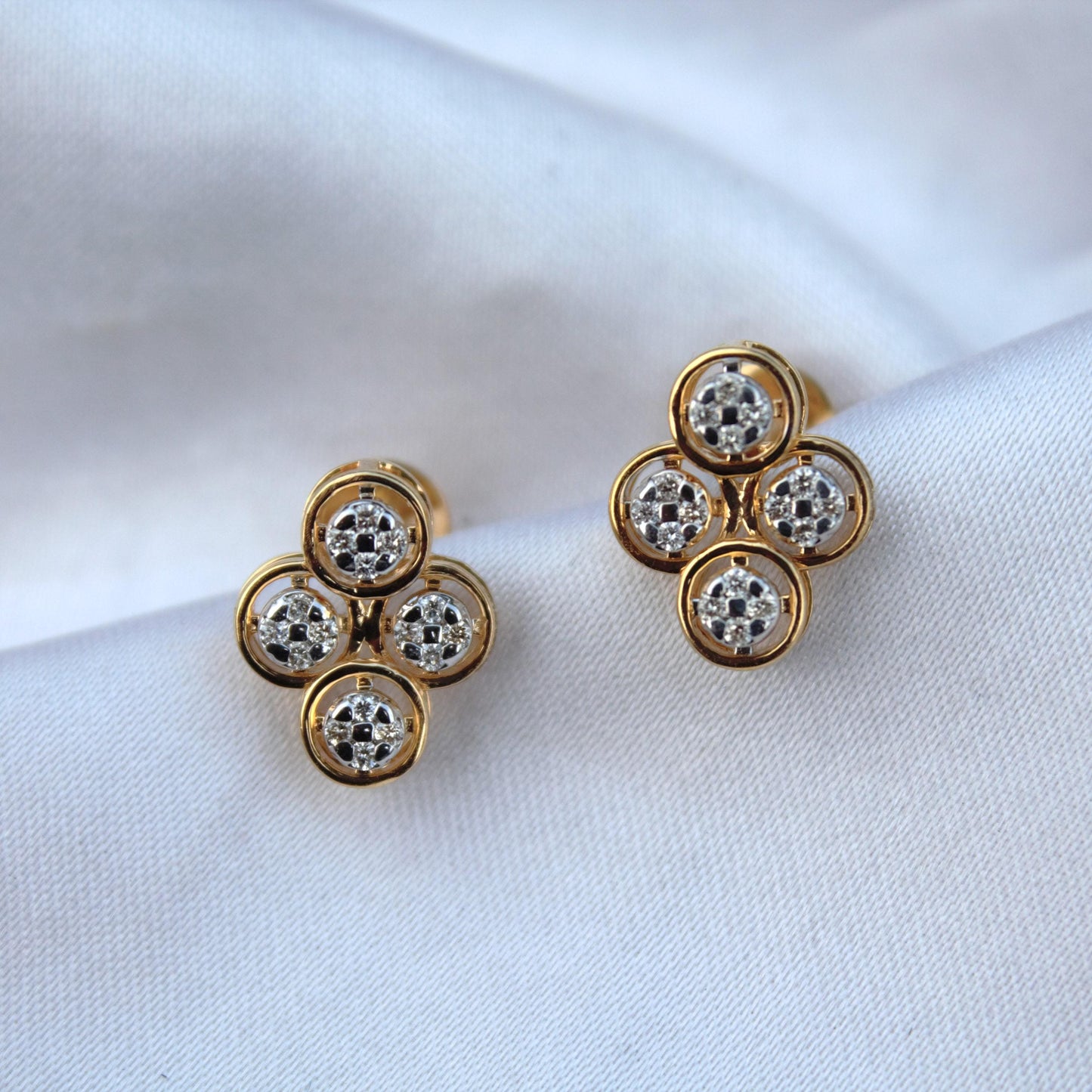 18k Gold Diamond Necklace Earring Set, Classic Handmade Bridal Jewelry Set, Designer Wedding Gift, Real Diamond Pendant with Stud Earrings