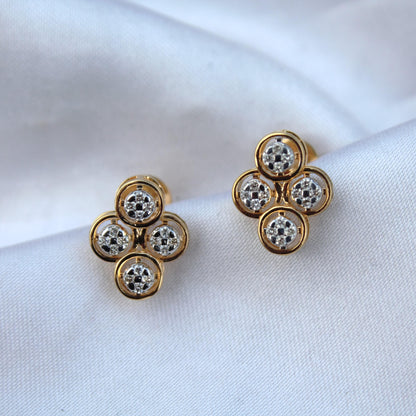 18k Gold Diamond Necklace Earring Set, Classic Handmade Bridal Jewelry Set, Designer Wedding Gift, Real Diamond Pendant with Stud Earrings