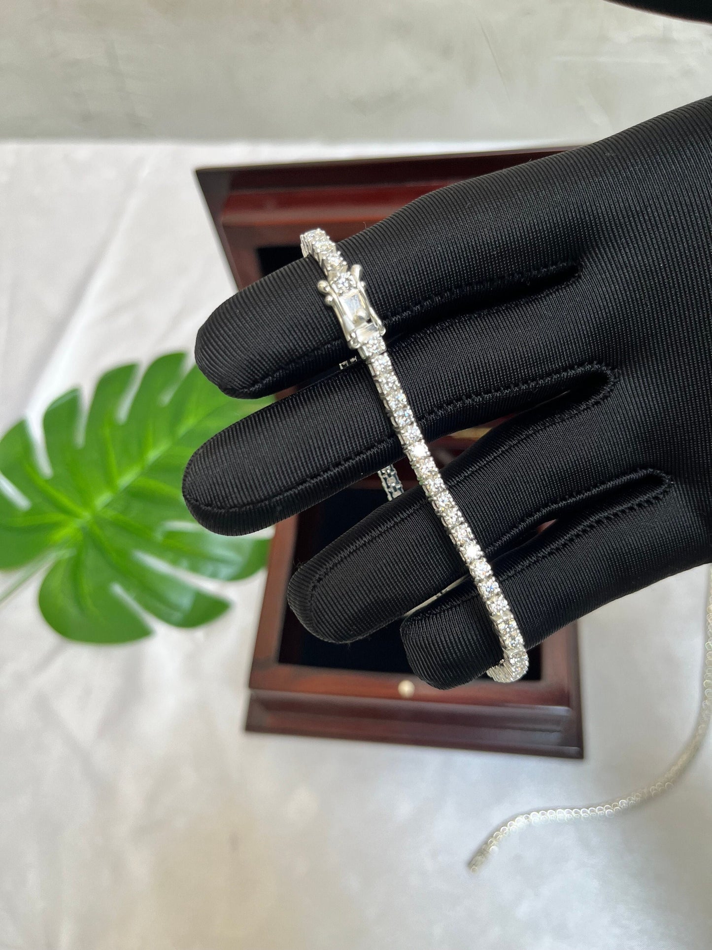 Infinity Tennis Bracelet, 14K White Gold Bracelet, 3 MM Round Moissanite Jewelry, Dainty Bracelet, Statement Handmade Jewelry, Birthday Gift