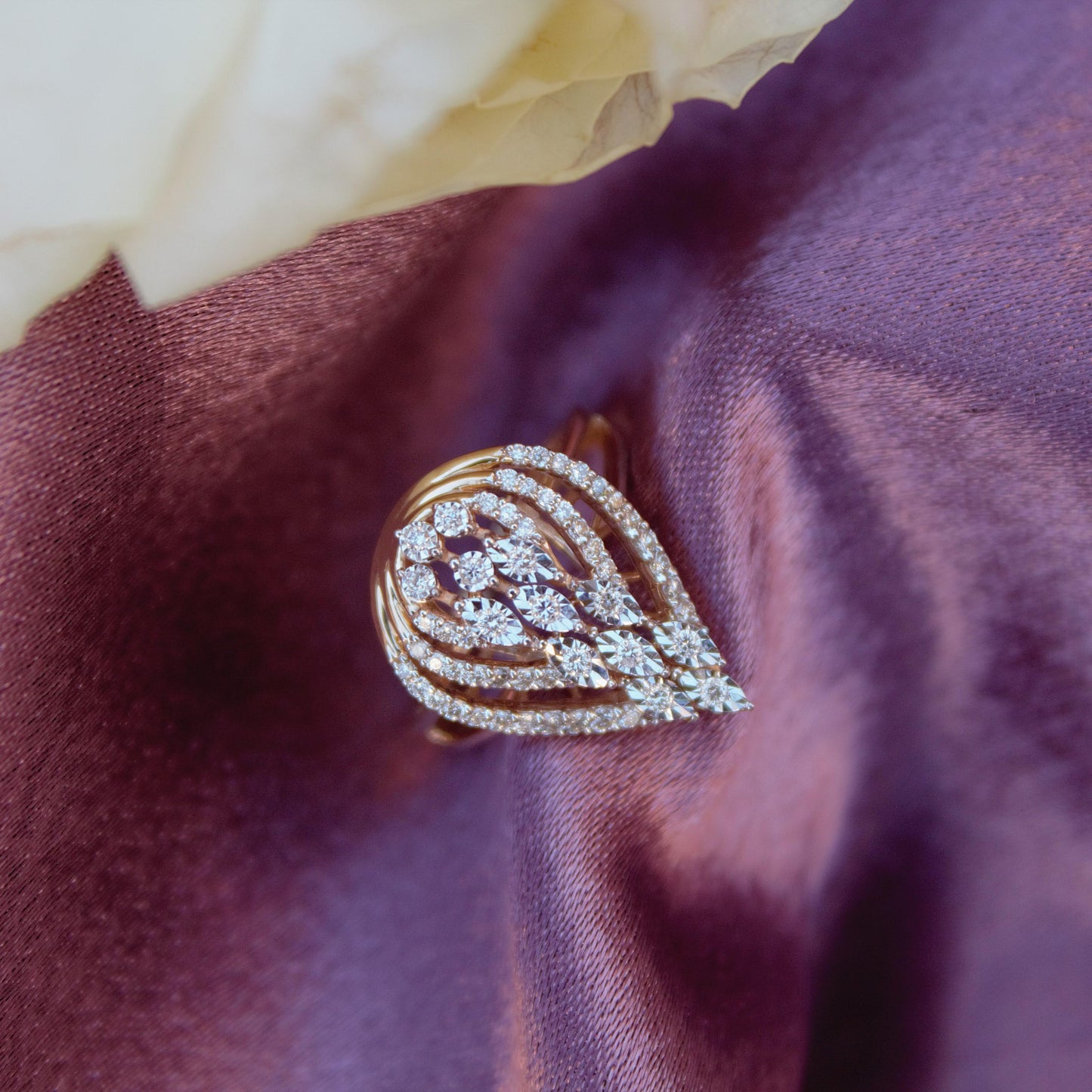 18k Solid Gold Jewelry, 4 US Gold Engagement Ring, Victorian Style Natural Diamond Ring, Natural Diamond Real Gold Ring, Real Gold Ring