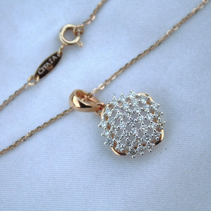 18k Yellow Gold Diamond Pendant & Earrings Set, Beautiful Cluster Diamond Jewelry for Special Day, Dainty Gold Jewelry Gift for Women