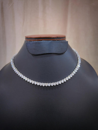 Moissanite Three Prong Tennis Necklace, 925 Sterling Silver Necklace, 3mm Moissanite Silver Chain, Infinity Necklace For Her