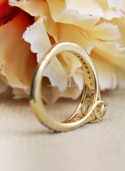 Round Diamond Gold Ring, Solitaire Engagement Ring for Women, 10K/14K/18K Gold Ring, Handcrafted Ring, Customizable Anniversary Ring 1 Carat