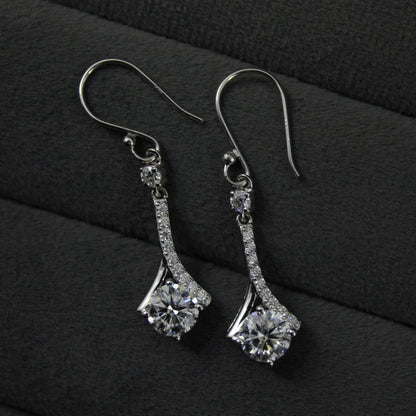 925 Sterling Silver Dangle Earrings, Moissanite Minimalist Earring for Her, White Moissanite Jewelry, Wedding Earrings, Gift for Bridesmaids