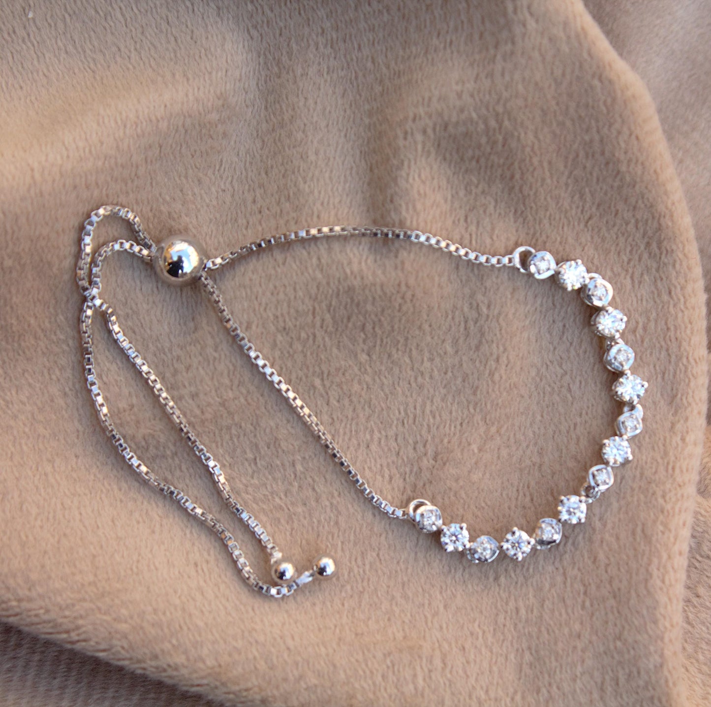 Moissanite Adjustable Bracelet For Her, 925 Sterling Silver Jewelry, Bracelet for Women, Minimalist Silver Lightweight Travel Jewelry