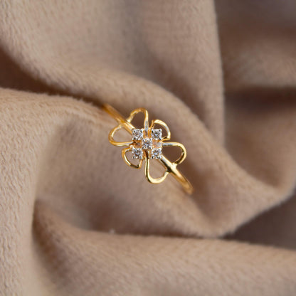 18K Solid Gold Jewelry, Lightweight Natural Diamond Gold Ring, Delicate Gold Ring For Birthday Gift, HI Color SI Clarity Diamond Pretty Ring