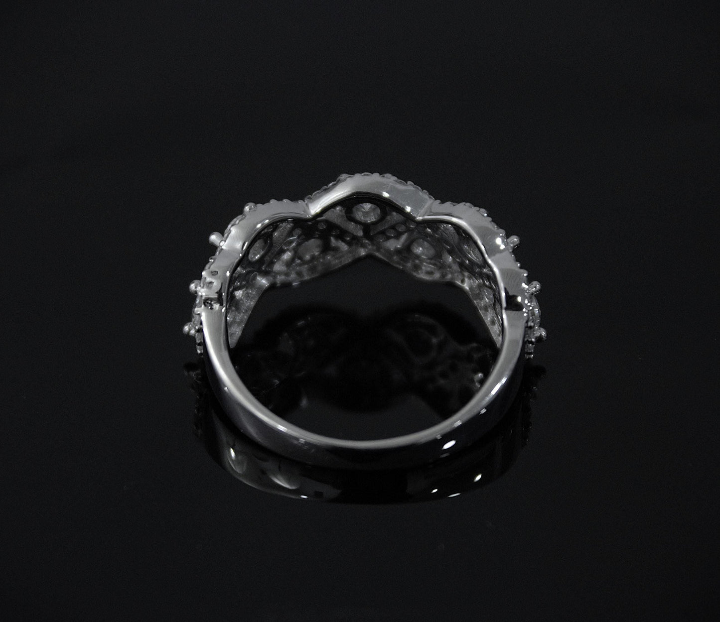 Moissanite Wedding/Engagement Band, 925 Sterling Silver Designer Ring for Bride, Statement Silver Jewelry, Moissanite Jewelry for Her US 8