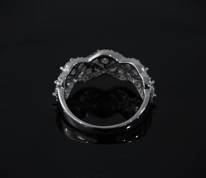 Moissanite Wedding/Engagement Band, 925 Sterling Silver Designer Ring for Bride, Statement Silver Jewelry, Moissanite Jewelry for Her US 8