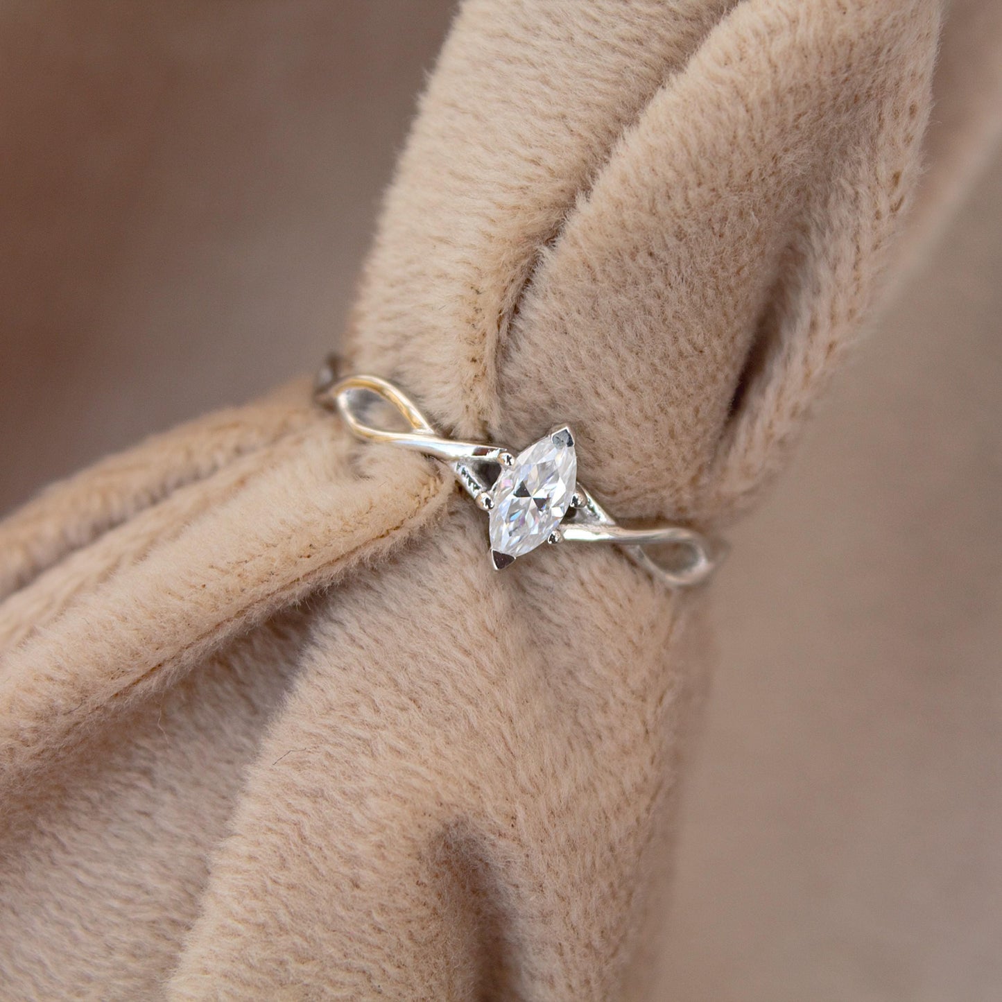 Marquise Cut Stone Moissanite Silver Ring, 925 Sterling Silver Ring, Minimalist Ring, Dainty Silver Ring, White Stone Ring, Gift for Her