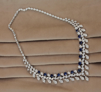 Gold diamond necklace set - HIJ - VS-SI - 14k gold - Natural sapphire - Made to order - Diamond ring - Diamond bracelet - Diamond necklace