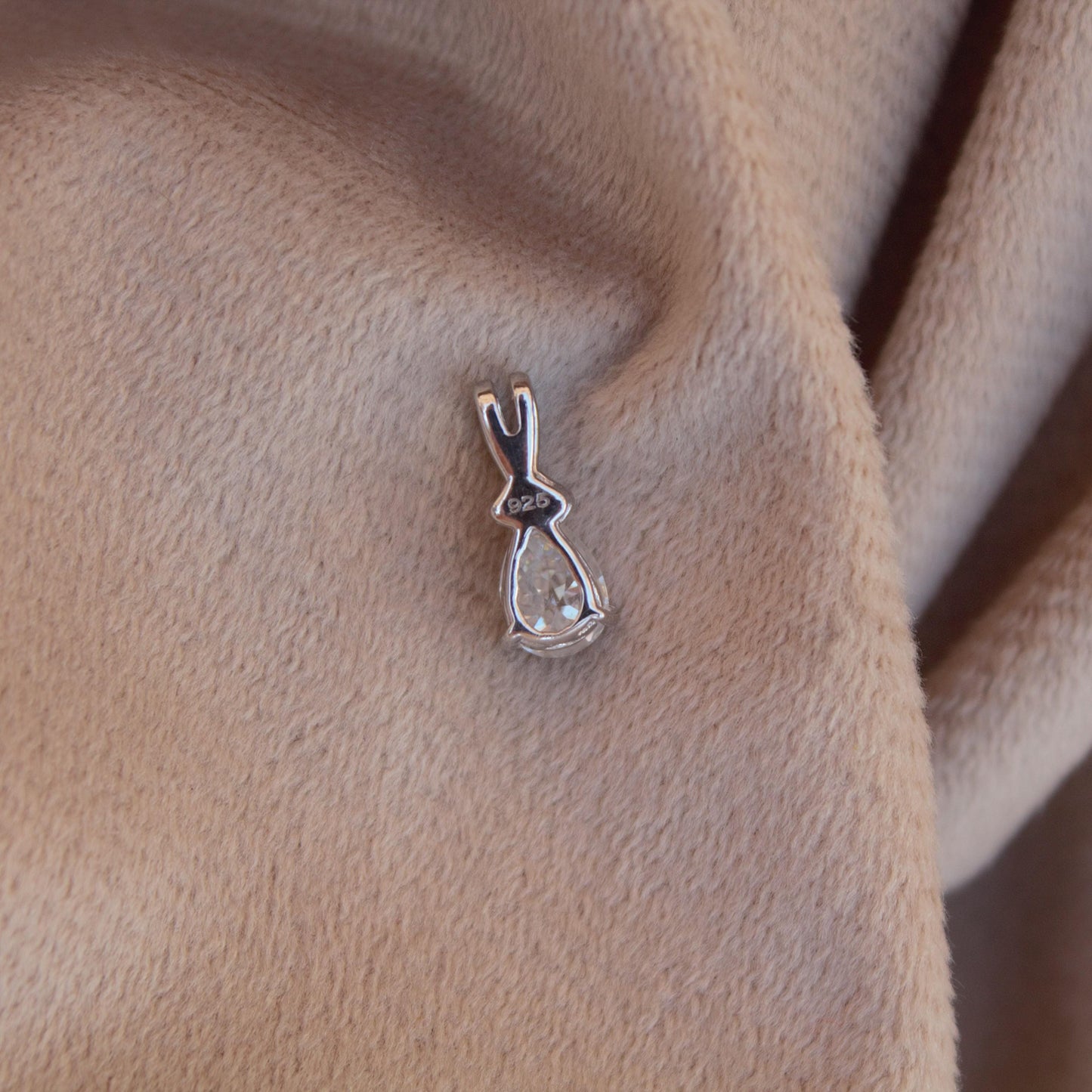 Teardrop Prong Set Moissanite Pendant, 925 Sterling Silver Handmade Pendant, Pear Cut Pendant for Chain, Minimalist Pendant for Bridesmaids