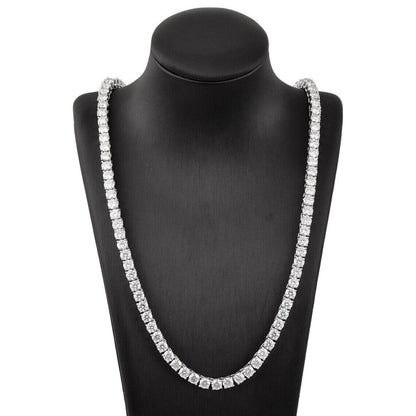Moissanite Tennis Necklace, Iced Out Necklace Chain,3mm, 4mm, 5mm Moissanite Tennis Necklace, 925 Sterling Silver Necklace for Birthday Gift