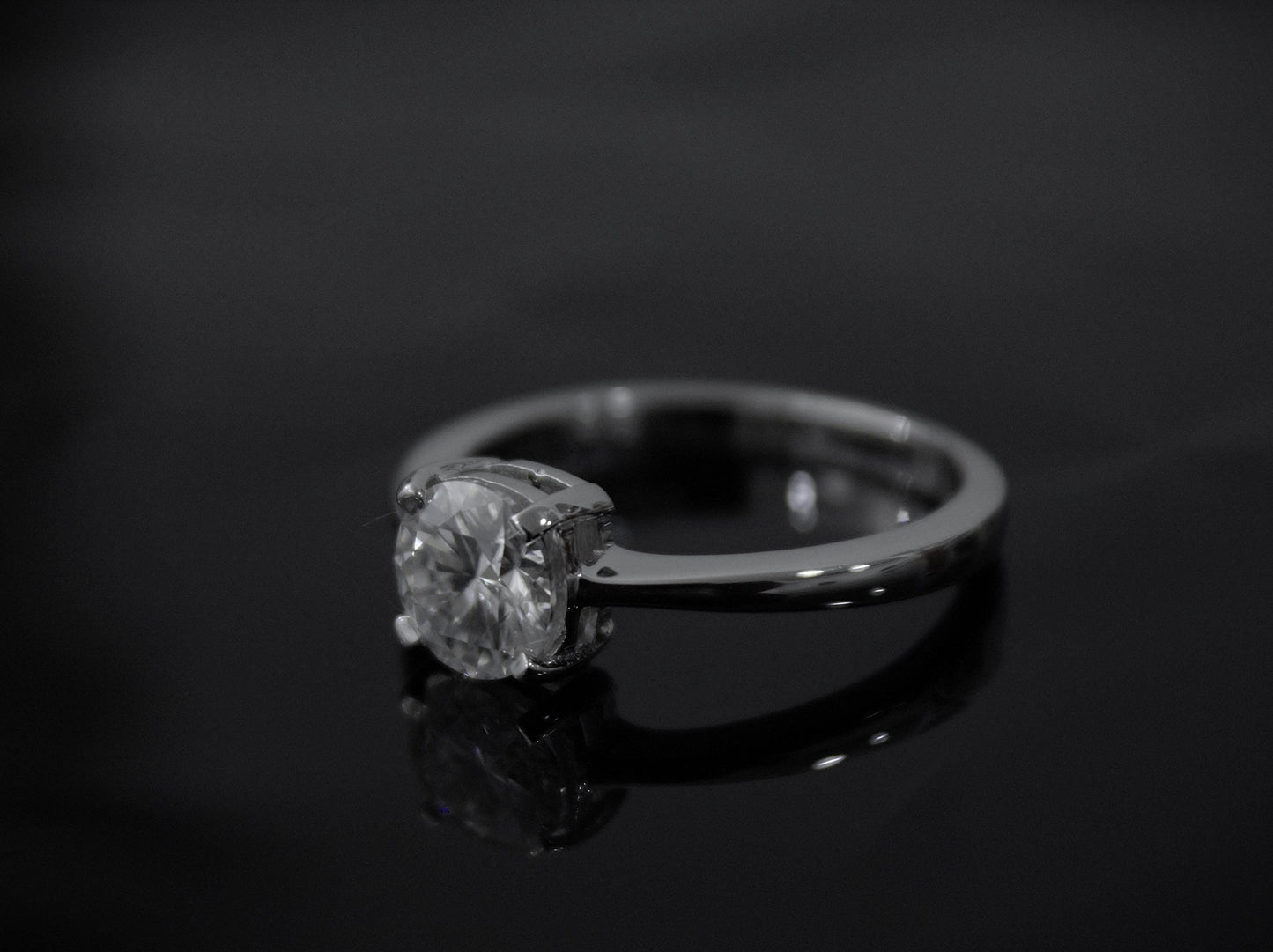 White Moissanite Round Cut Stone Ring, Solitaire Silver Ring, Minimalist Ring, Perfect Gift For Her, Single Stone Silver Moissanite Ring