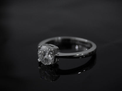 White Moissanite Round Cut Stone Ring, Solitaire Silver Ring, Minimalist Ring, Perfect Gift For Her, Single Stone Silver Moissanite Ring