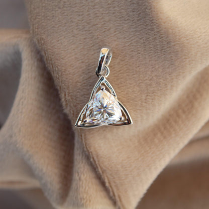 Trillion Cut Moissanite 925 Silver Pendant, New Arrival Jewelry for Her, Daily Wear Pendant, Minimalist Pendant for Chain, Dainty Jewelry