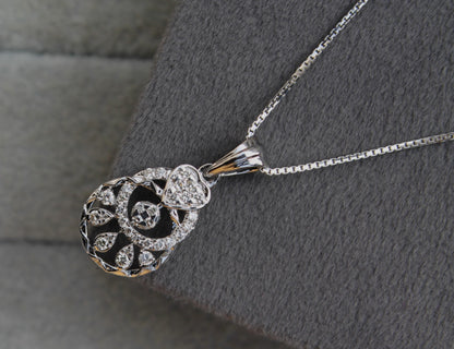 White Gold Diamond Earrings Necklace Set, 18K Gold Diamond Jewelry, IGI Certified Jewelry, Heart Shape Jewelry Perfect For Valentines Gift