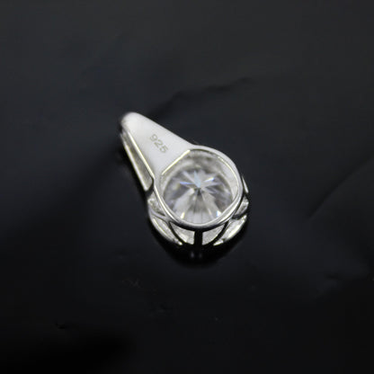 Round Moissanite Prong Set Solitaire Pendant, 925 Sterling Silver Jewelry, Everyday Wear Pendant, Perfect Anniversary Pendant, Ready to Ship