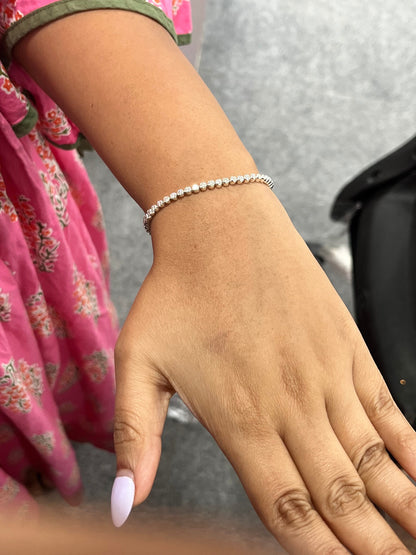 Brilliant Moissanite Bracelet, 2.1 MM Moissanite Gold Bracelet, Minimalist Bracelet,  Solid Gold Bracelet, Statement Tennis Bracelet for Her