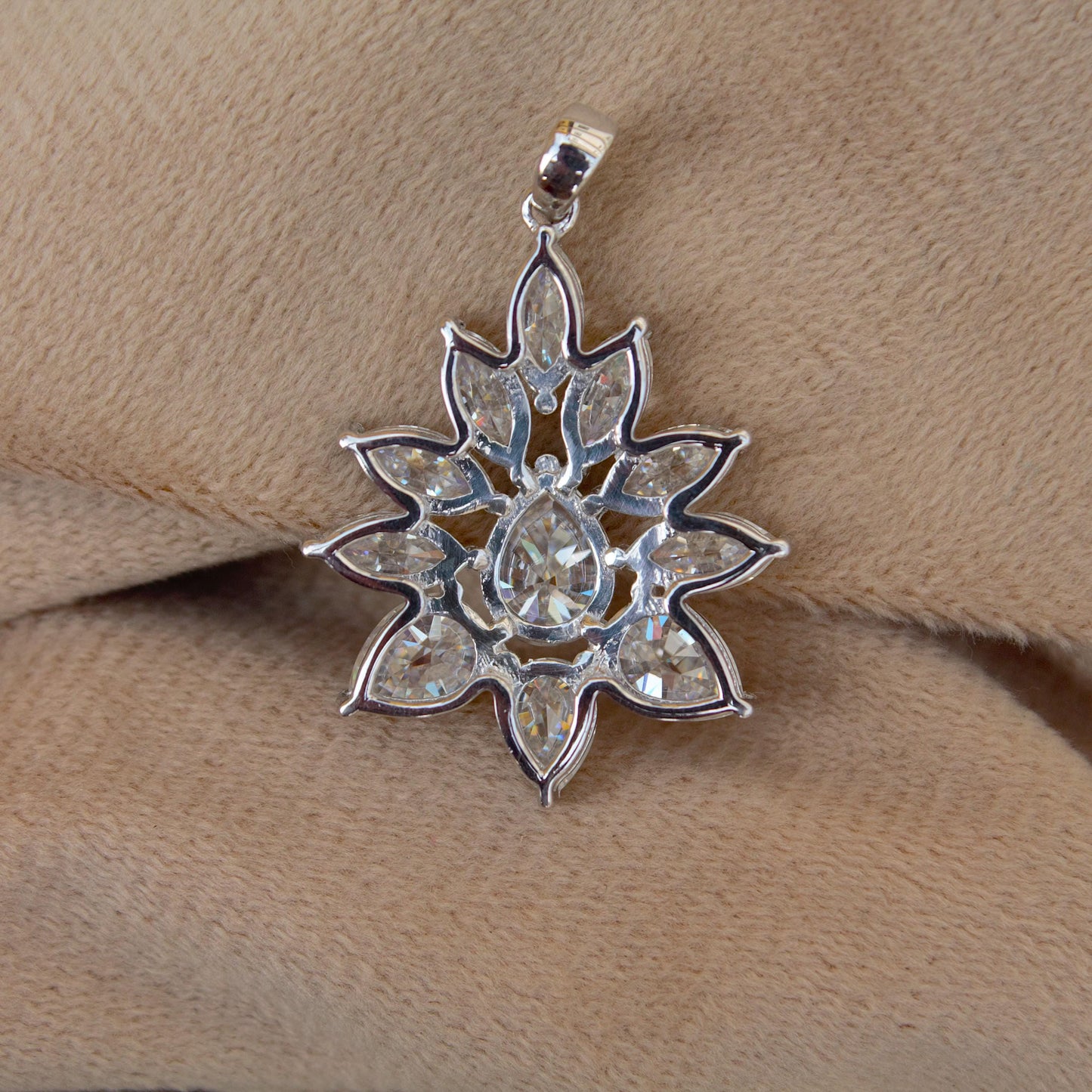 Solid 925 Sterling Silver Moissanite Pendant for Chain, Designer Jewelry for Her, Marquise and Pear Cut Stone Pendant Prefect Holiday Gift