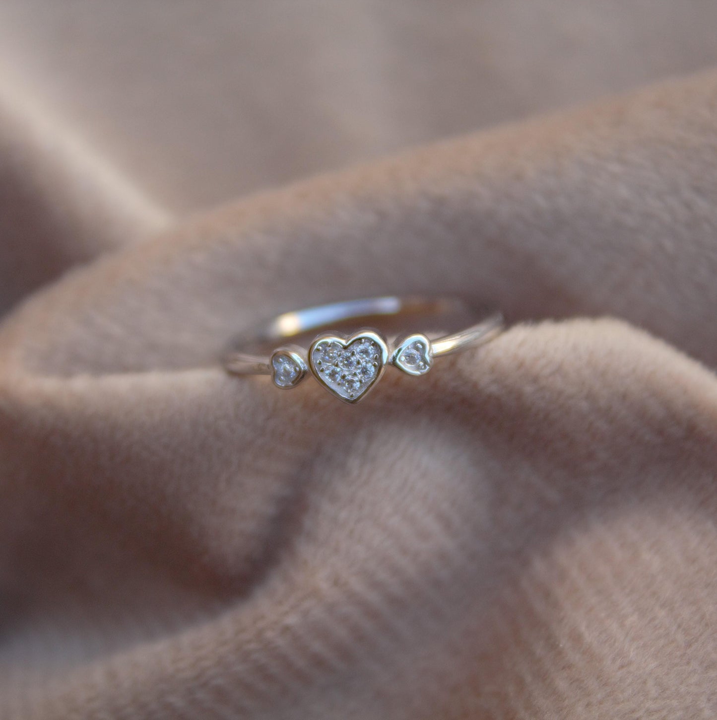 Cubic Zirconia Silver Heart Ring, 925 Sterling Silver Handmade Ring, Minimalist Thin Ring Gift for Women, CZ Anniversary Ring, Propose Ring