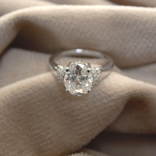 Oval Cut Moissanite Ring in 925 Sterling Silver, Handmade Vintage Jewelry, Colorless Moissanite Ring for Women, Perfect Engagement Ring