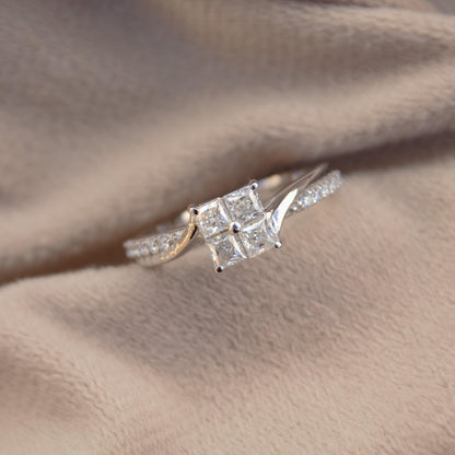 Princess Cut Moissanite Engagement Ring, 925 Sterling Silver Dainty Ring, Customize Ring for Women, Minimalist Prong Setting Ring for Her