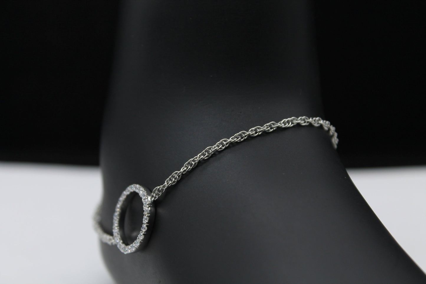 Adjustable Chain Anklet, Moissanite Circle Anklet, Dainty Foot Jewelry, Minimalist Anklet, Statement 925Silver Jewelry, Perfect Gift for Her