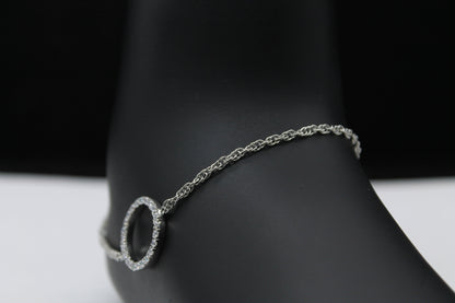 Adjustable Chain Anklet, Moissanite Circle Anklet, Dainty Foot Jewelry, Minimalist Anklet, Statement 925Silver Jewelry, Perfect Gift for Her