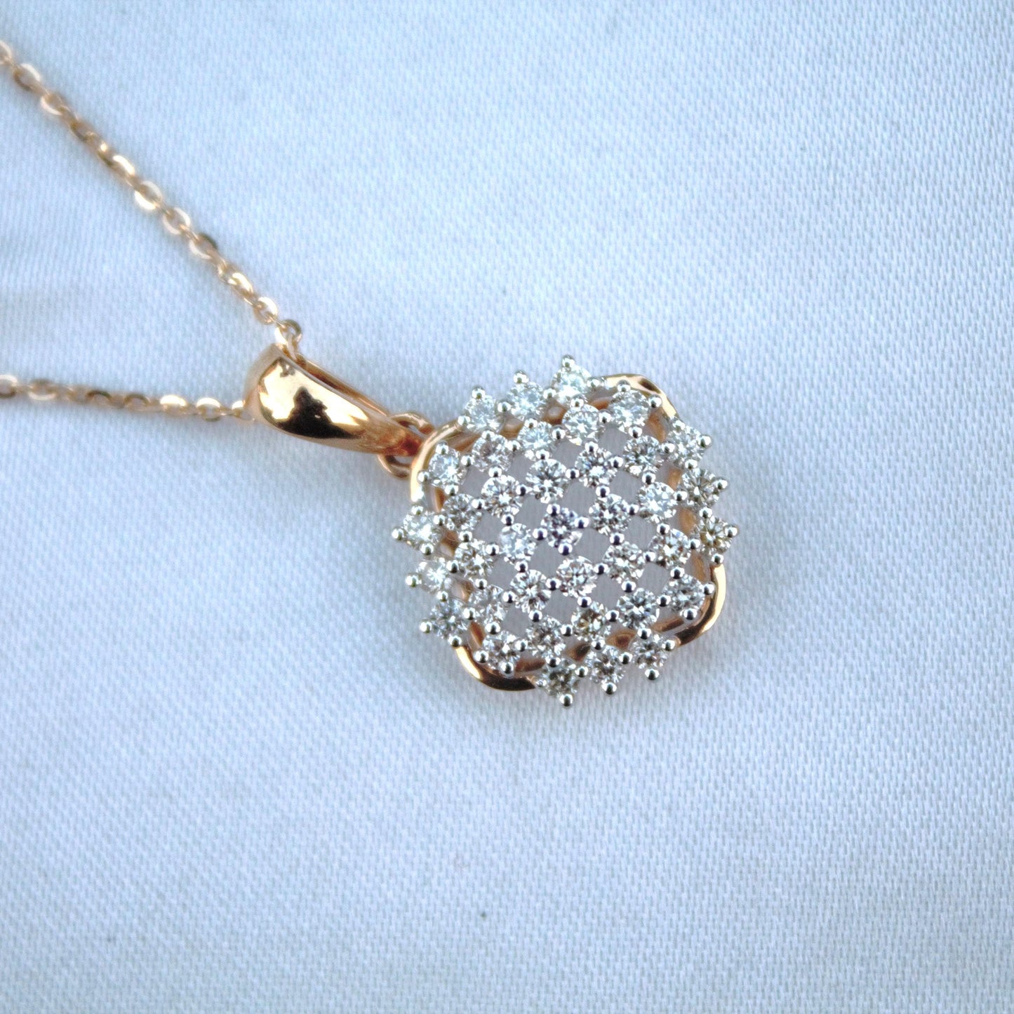 18k Yellow Gold Diamond Pendant & Earrings Set, Beautiful Cluster Diamond Jewelry for Special Day, Dainty Gold Jewelry Gift for Women