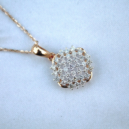 18k Yellow Gold Diamond Pendant & Earrings Set, Beautiful Cluster Diamond Jewelry for Special Day, Dainty Gold Jewelry Gift for Women