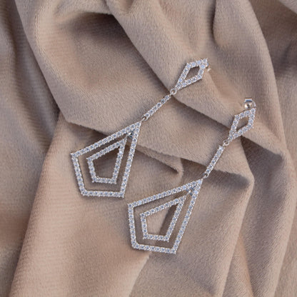 Stud Dangle Moissanite Earrings for Women, 925 Sterling Silver Long Earrings, Round Stone Earrings, White Moissanite Wedding Bridal Jewelry