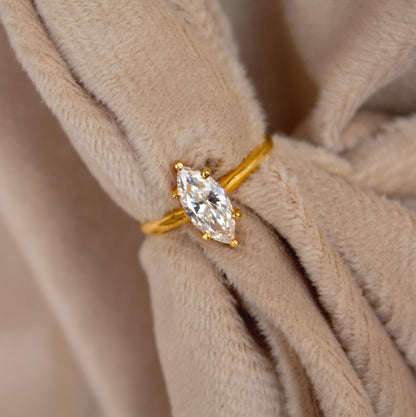 14K Solid Yellow Gold Lab Diamond Ring, 5.5 US Lab Grown Diamond Ring For Gift, Single Diamond Six Prong Setting Lab Diamond Ring For Wife