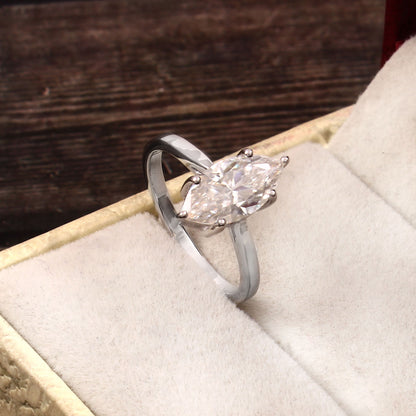 6 X 12 MM Marquise Gold Ring\ Designer Ethical Jewelry\ 10KT 14KT 18KT Gold Moissanite Ring\ Brilliant Cut Marquise Ring\ Gold Ring For Her