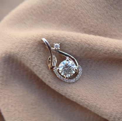 Minimalist Round Cut Moissanite Pendant in 925Sterling Silver, Designer Dainty Pendant, Small Pendant for Chain, New Arrival Pendant for Her