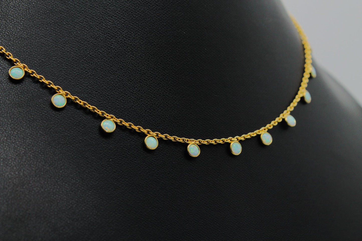 Opal Charm Necklace For Gift, Dainty Opal Jewelry, October Birthstone Necklace, 925 Sterling Silver Necklace for Wife, Opal Charm Necklace