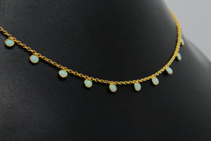 Opal Charm Necklace For Gift, Dainty Opal Jewelry, October Birthstone Necklace, 925 Sterling Silver Necklace for Wife, Opal Charm Necklace