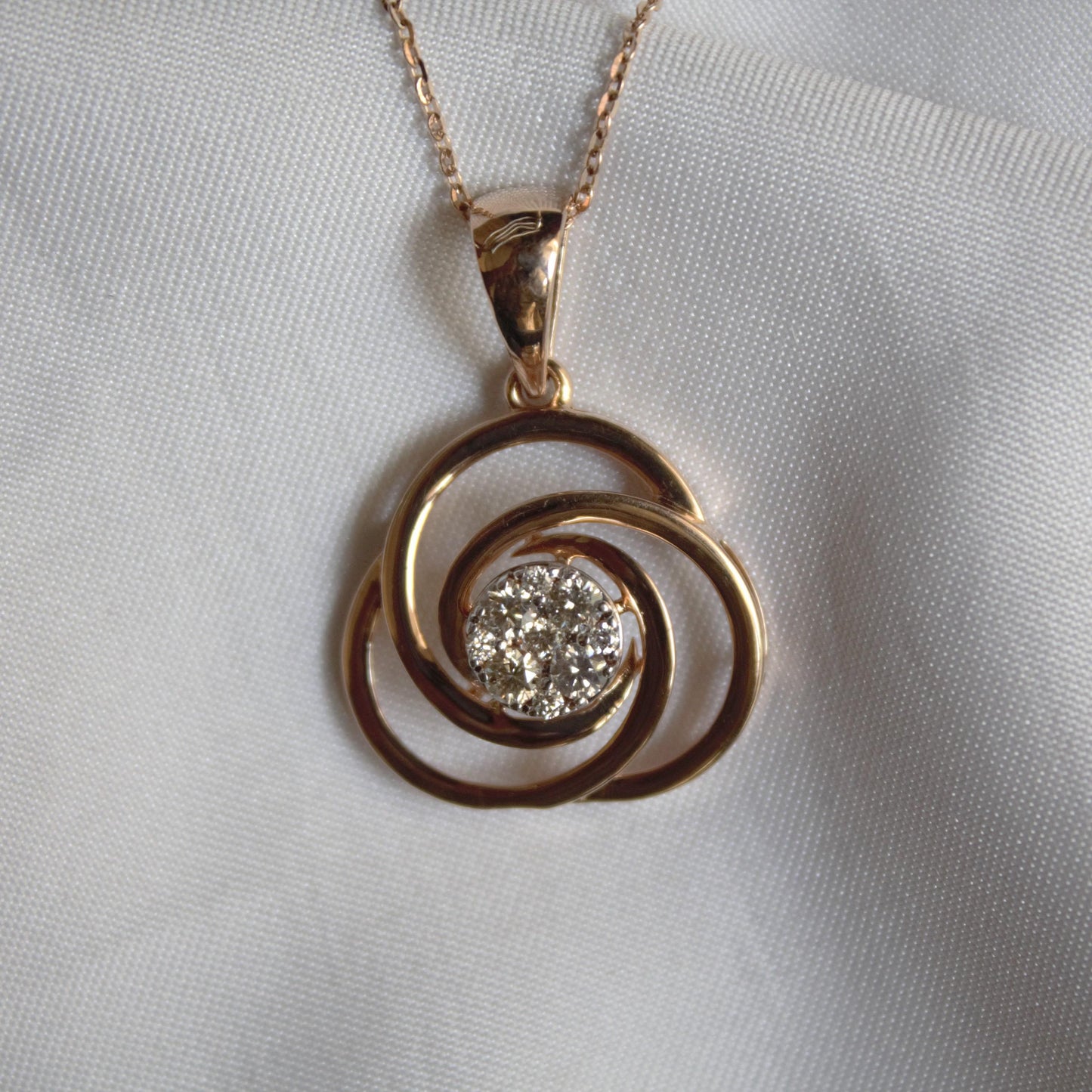 Real Diamond Solitaire Necklace Set, Round Cut Pendant with Stud Earrings,18k Rose Gold Charm Pendant, Tiny Stud Earrings, Gift for Daughter