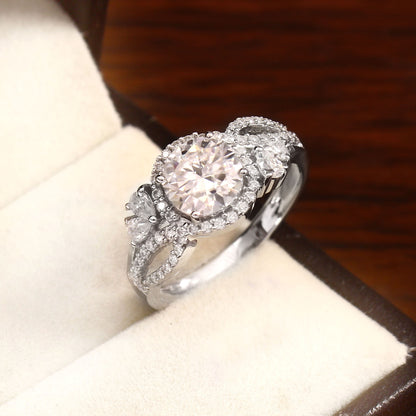 Precious 7MM Moissanite Ring, Round Gold Engagement or Travel Ring, Dainty and Gorgeous Jewelry Gift for Girlfriend, D Color VVS1 Moissanite