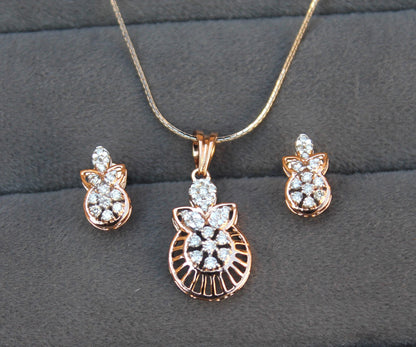 VS-SI Certified Natural Diamonds, 18K Gold Diamond Jewelry Set, Designer Pendant with Chain for Bride, Necklace Earrings Combo Set