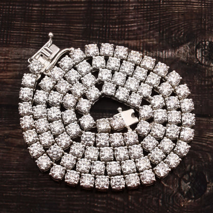 4mm Lab Grown Diamond Solid Gold Tennis Necklace