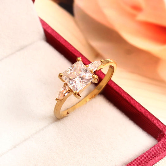 Princess Cut With Pear Pave Ring- Moissanite Solid Gold Ring