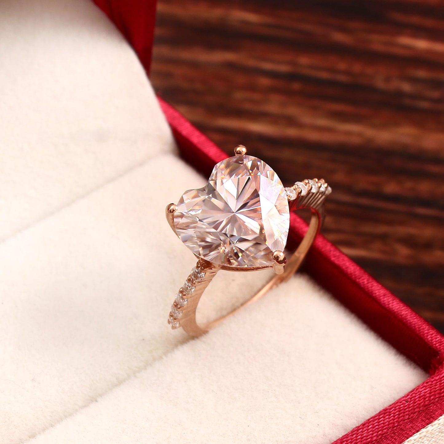 Lab Grown Heart shape Diamond Gold Ring- IGI Certified Diamond Ring