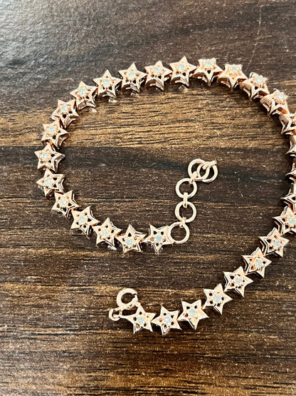 Star Gold Bracelet With Round Moissanite 2MM