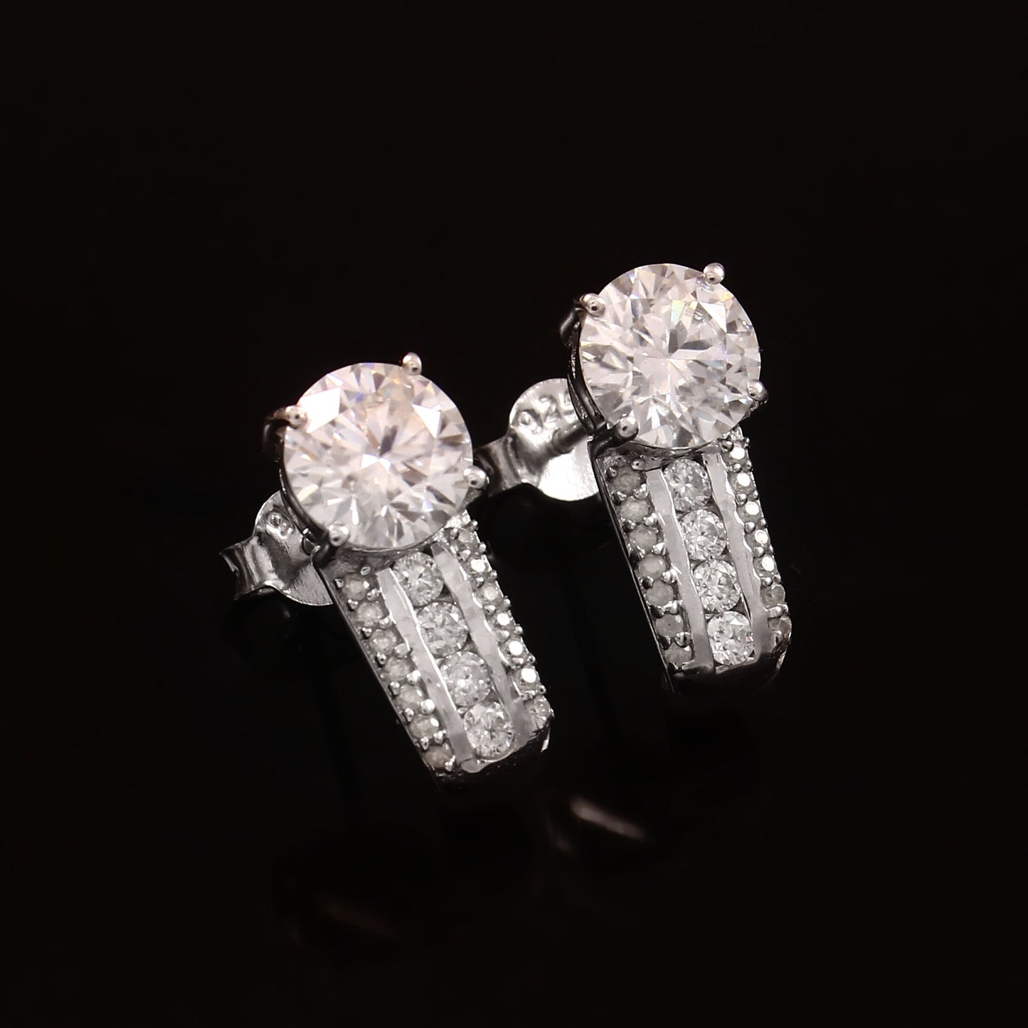 Moissanite Stud Earrings -  Brilliant Round Gold Studs